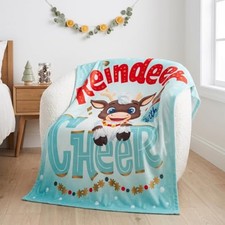 Reindeer in Here Holiday Christmas Kids Bedding Soft Plush Blanket Throw, 46