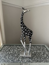 Silver & Black Giraffe Ornament In Small Repair to Ear See Photos