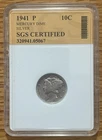 1941 P SILVER MERCURY DIME SGS CERTIFIED