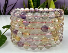 Wholesale Lot 6 Pcs Natural Ametrine 8mm 7.5” Crystal Healing Stretch Bracelet