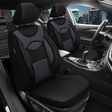 2x Sitzbezüge passend für Seat Leon 3 5F ab 2012-2020 (Schwarz-Grau)