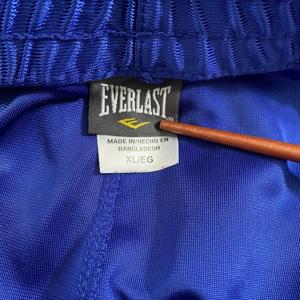 Shorts de boxe masculino Everlast XL azul branco treinamento atlético 100% poliéster - Imagem 4 de 4