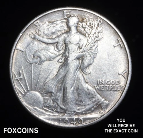 1940 Walking Liberty Half Dollar 50c AU    - 90% Silver U.S Coin   #103