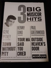 Gene Pitney, Kenny Dino, Paul Greenwood Rare Original Promo Poster Ad Framed