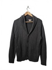 Merona Mens Dark Gray Button Front Cardigan Shawl Collar Pockets 100 