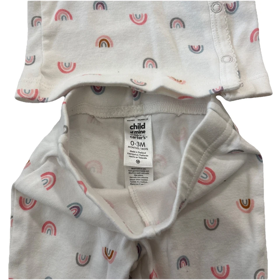 Child of Mine Carter’s Coquette Rainbow Pijama Juego de 2 Piezas 0-3M Pies Blanco Rosa Foto 4 de 4