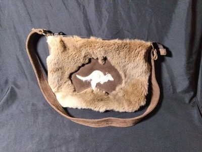 Vintage Crossbody Shoulder Bag Handmade In Australia Genuine Kangaroo Fur/Suede 