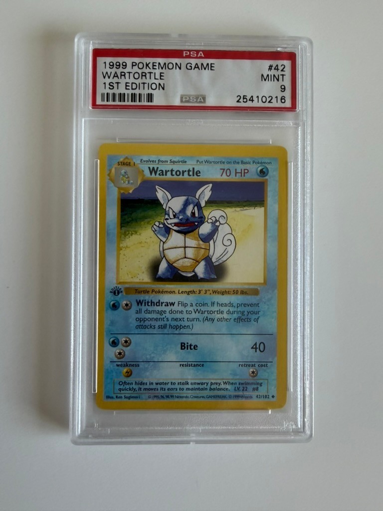 POKEMON 1ST BASE SET WARTORTLE SHADOWLESS #42 PSA 9 MINT 