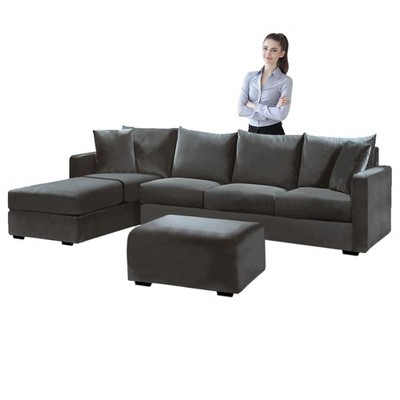 Samt Couch überzug L Form Sofabezug Ecksofa, Sofa Cover L Shape Stretch Mit S...