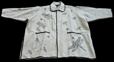 Venus Imports Dragonfly Jacket Size 3XL Heavy Gray Cotton Art to Wear 3XL