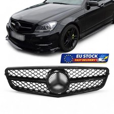 Griglia radiatore nera lucida con emblema per Mercedes Classe C W204 2007-2014