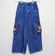 Vintage Looney Tunes Tasmanian Devil Taz Jeanswear Cargo Denim Jeans Size 6