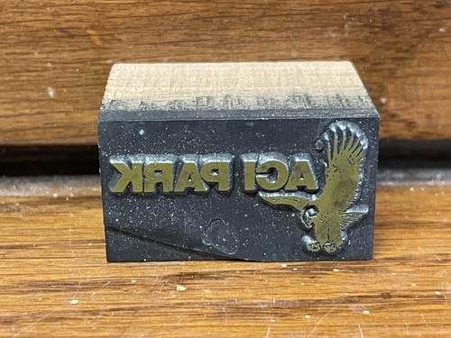 Vintage Letterpress Printing Wood Block ACI Park Reno, NV