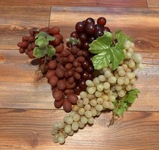 Realistic Artificial Faux Decor Fake Grape Clusters Rubber Lot Purple White Vtg
