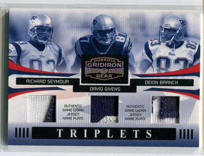 2005 Gridiron Gear Seymour/Givens/Branch Triplets Triple Relic /50 Patriots