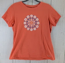 Life Is Good Size Large Crusher Orange Floral Graphic Short Sleeve Top
