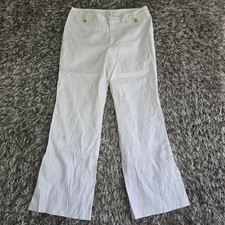 Banana Republic Pants Womens 12 Martin Stretch Linen Blend Wide Leg Pockets