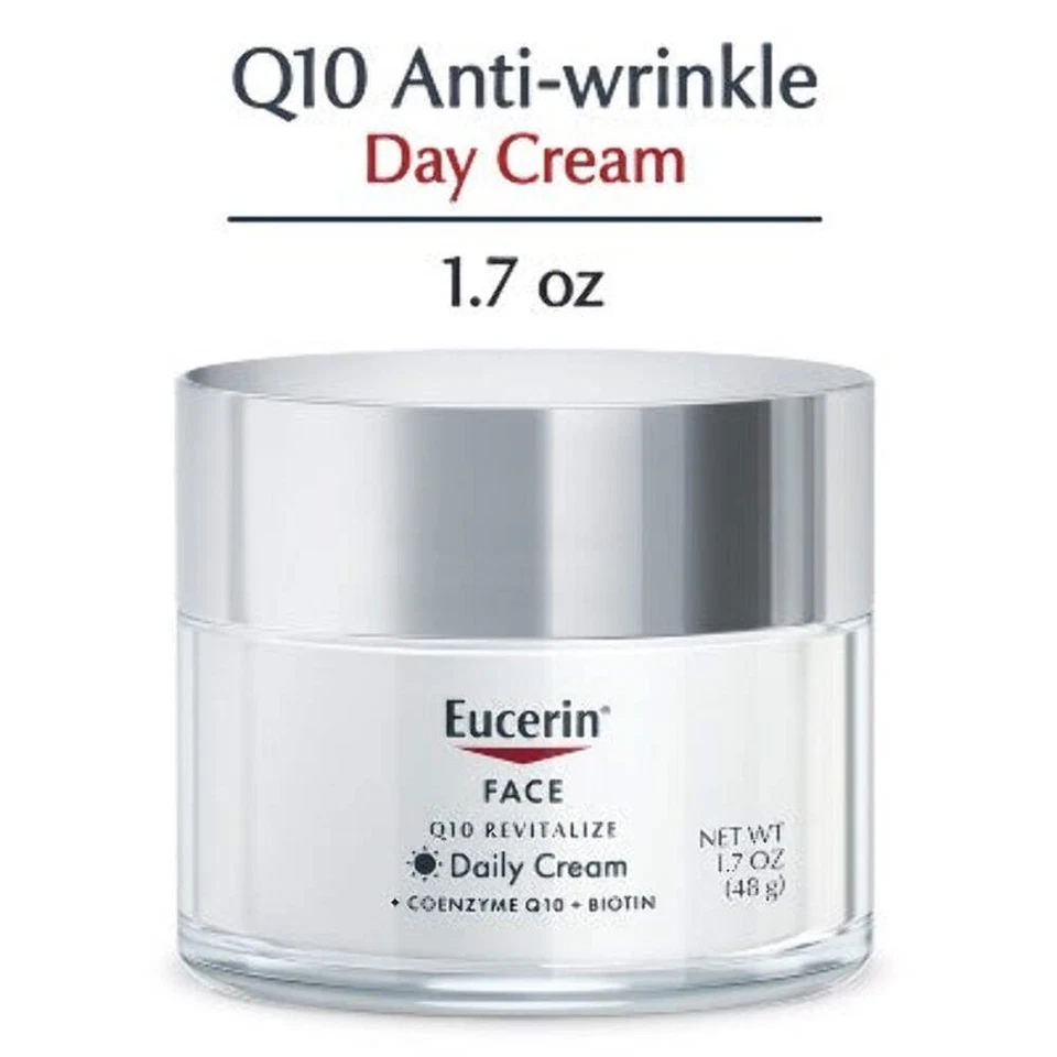 Eucerin Q10 Anti-Wrinkle Sensitive Skin Unscented Face Cream 1.7oz - New - Image 3 of 4
