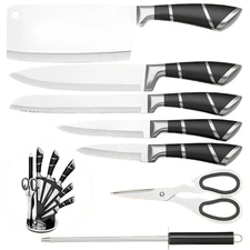 9PCS Kitchen Knives Set Stainless Steel Japanese Chef's Knife Cleaver