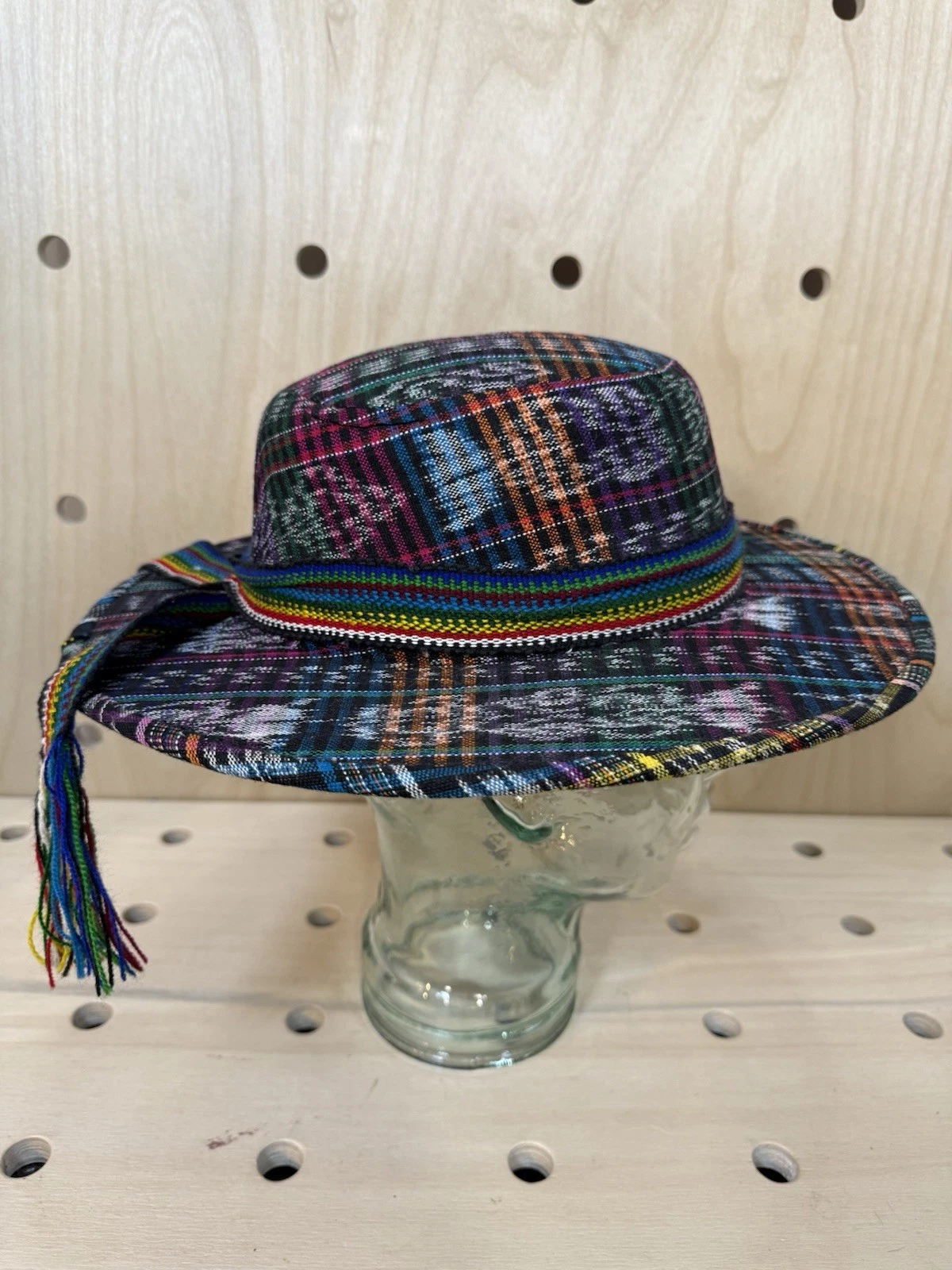 Handwoven Artisan Sun Hat Guatemala Woven Fedora Boho Palm Leaf Hat Size 57