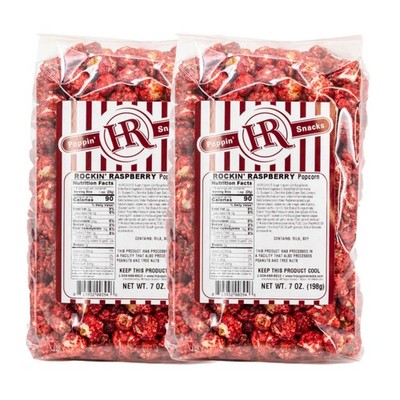Rockin' Raspberry Popcorn | 7 oz | Pack of 2 | HR Poppin' Snacks