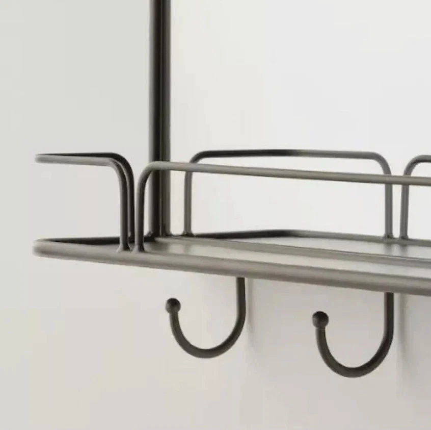 Ikea SYNNERBY Mirror with shelf and hooks, Steel, Glass, gray, 28×15" NEW - Image 4 of 4