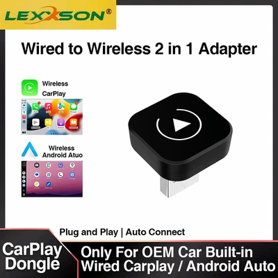 2in1 Wireless CarPlay Dongle Wireless Android Auto Adapter AI Smart Box Car Inte