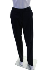 Stella McCartney Womens Wool Flat Front Straight Leg Trousers Navy Size 38