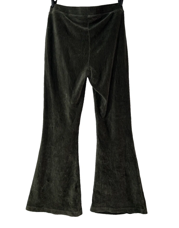 Aerie Pant Sz XL XLarge Army Green Groove-On Velour High Waisted Flare Pull-ons - Image 4 of 4
