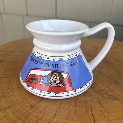 Vintage  Wide Bottom Travel Mug Cathy ''Wake Me Up When It's Saturday ''