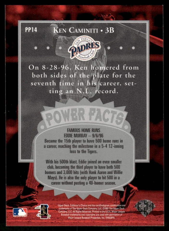 Ken Caminiti 1997 Collector's Choice San Diego Padres #PP14 Near Mint or Better - Image 2 of 2