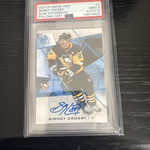 2021-22 SP Game Used Blue Autograph Sidney Crosby #2 PSA 9 Penguins
