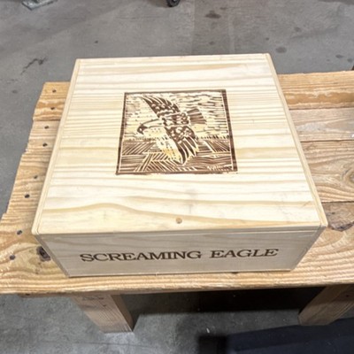 Screaming Eagle Wooden Wine Box 3 Bottle Oakville Napa Cabernet Sauvignon Handle