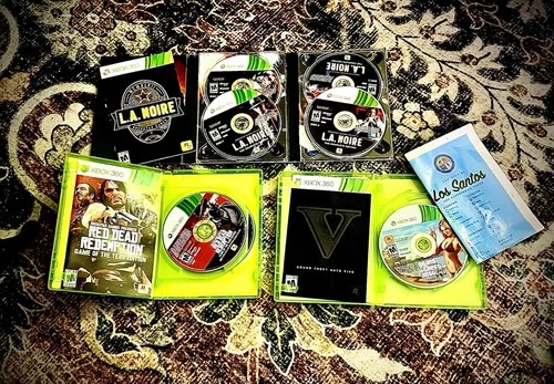Xbox 360 - Rockstar Bundle - 3 Games - GTA V, Red Dead Redemption & L.A. Noire