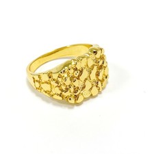 14K Solid Yellow Gold Square Nugget Ring 15mm...