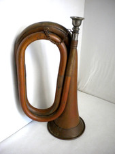 Vintage Copper Brass Military Style Bugle Horn Instrument