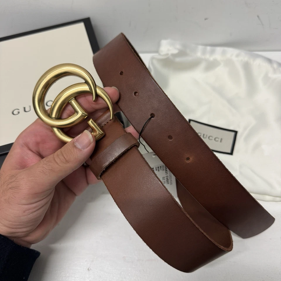 Cinturón Gucci Marrón Cuero Marmont GG - Mujer Talla 0-2 Cintura Foto 3 de 4