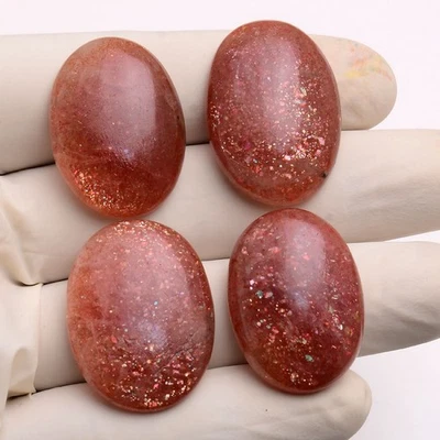 4 Stück Natürlicher Sonnenstein Oval Cabochon 29mm-31mm Lose Edelsteine - Bild 1 von 4