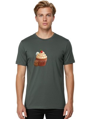Cupcake-With-Backpack Mens Graphic Tee, 100% Cotton, Casual Summer Wear