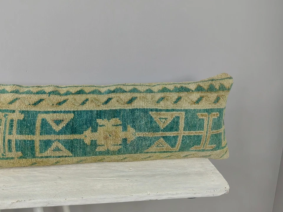 12x48 Turkish Kilim Pillow Cover - Long Lumbar Throw - Vintage Boho Cushion - Image 2 of 4