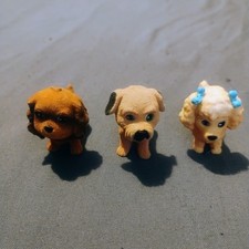 Puppy In My Pocket Flocked Dogs LOT of 3 Bulldog POODLE Spaniel