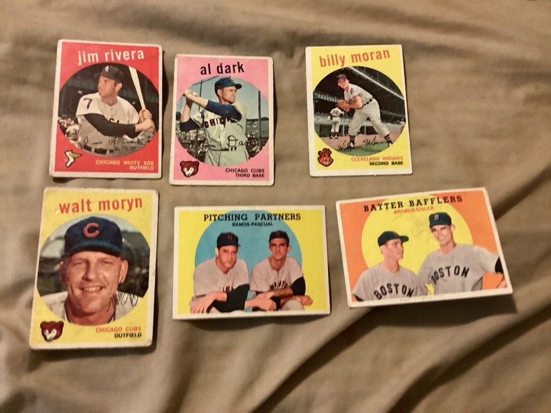 Lot (6) 1959 TOPPS - Low to Mid Grade - All Cards Pictured - Great Looking Cards