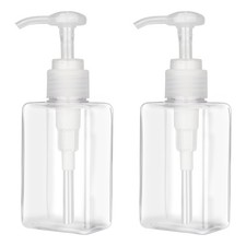 150ml 5.1oz Pump Bottle Dispenser Refillable Flat Square Plastic Bottles
