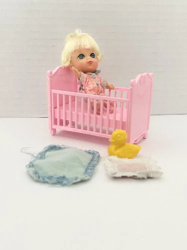 Liddle Kiddles Baby Diddle W/ Crib Pillow Yellow Duck Blanket Mattel