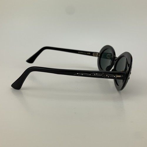 VTG Pilot 1950s 60s Womens Sunglasses Oval Ornate Engraved Rhinestone Starburst - Picture 3 of 12