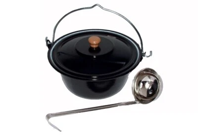 MARKENLOS Original Ungarisches Set 14L Gulaschkessel Emaille Deckel gratis Schöpflöffel