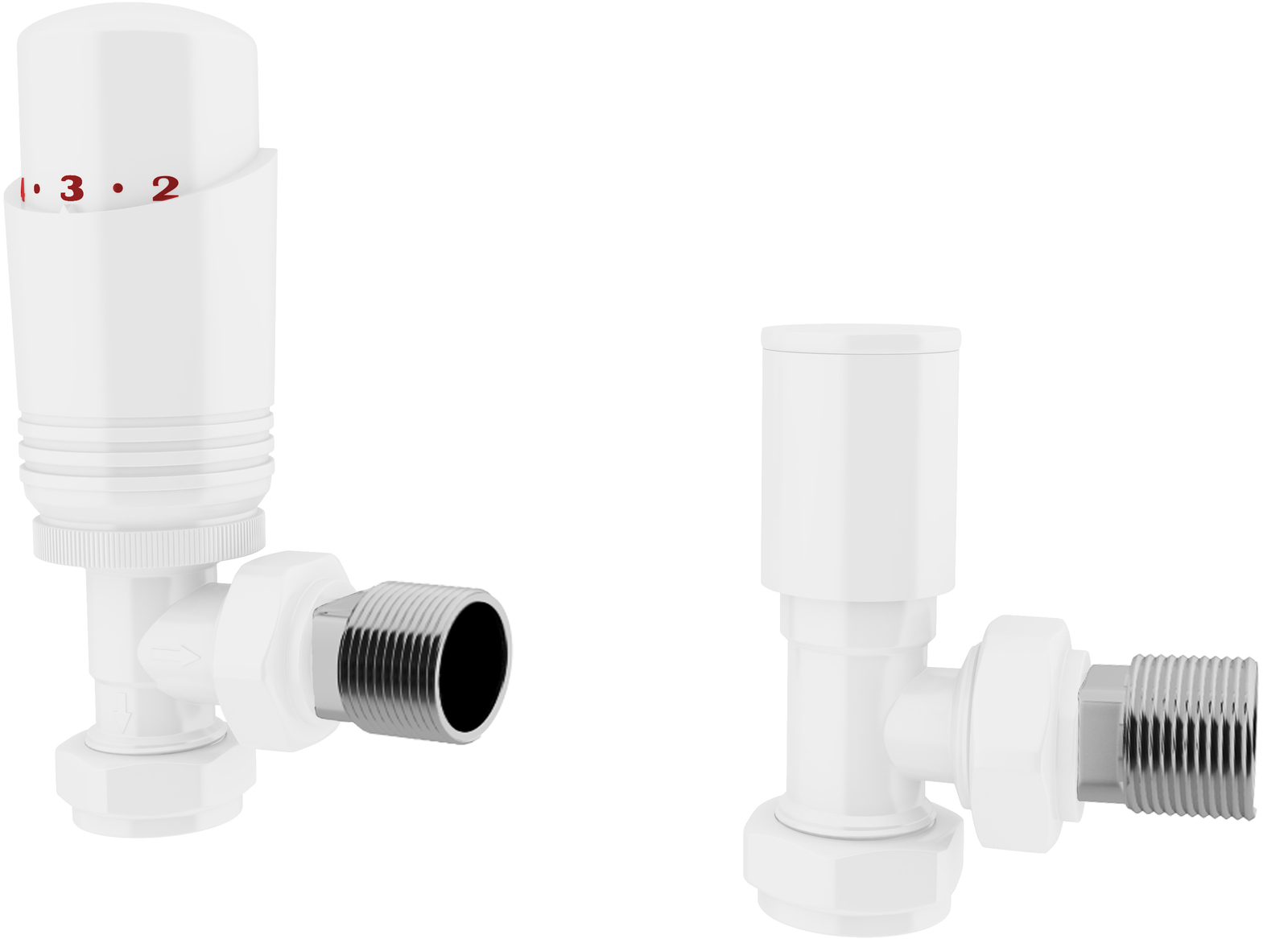 UK Radiators Thermostatic TRV Radiator Valves 1/2"" x 15mm Brass/ABS Angled White