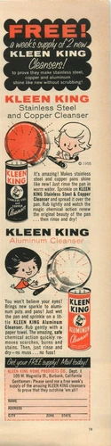 1956 Kleen King Stainless Steel, Copper and Aluminum Cleanser   Vintage Print Ad