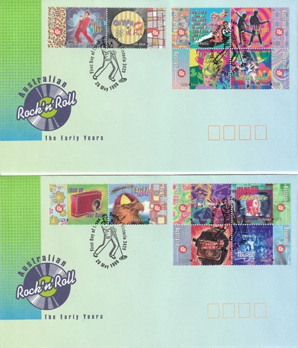 1998 Australian Rock 'n' Roll The Early Years - First Day Cover x 2 Fine Used.