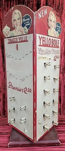 VINTAGE 4 SIDED Yello Bole Tobacco Pipe SPINNING Store Display Sign ADVERTISING - Picture 1 of 23